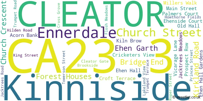 A word cloud for the CA23 3 postcode